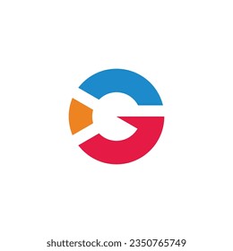 letter g circle arrow chart process symbol logo vector 