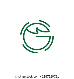 letter g circle leaf cycle line logo symbol vector