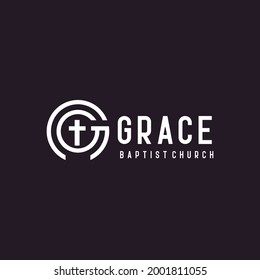 letter G circle line for church symbol logo design