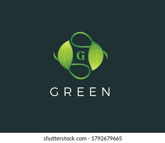 Letra G en círculo Modelo vectorial de diseño de logotipo Estilo de espacio negativo.