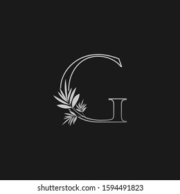 Letter G Classic Silver Vintage  logo icon. Vector logo design concept classic vintage  nature leaves  with letter logo silver color.