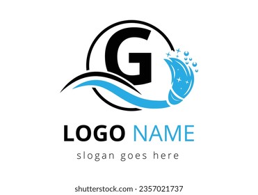 Letter G cleaning service logo design template