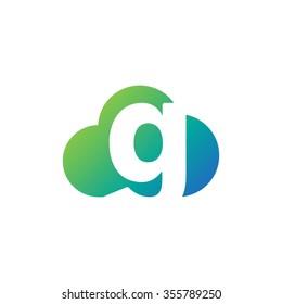 letter g cloud shape icon logo green blue