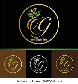 Letter G Coffee Bean Logo Style With Gold Gradient Color Variations Template