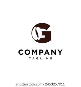 Letra G Icono del logotipo del grano de café Vector Plantilla.eps