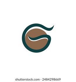 letter g coffee bean simple curves aroma logo vector 