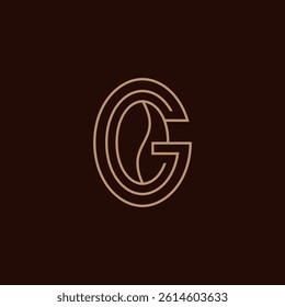 Letter G and coffee. Vektör sembol.