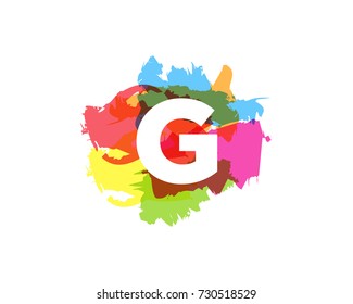 Letter G Colorful Paint Stroke Icon Logo Design Element