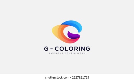 Letter G coloring Modern Shape Logo Design Template Element