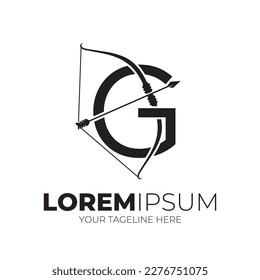 Buchstabe G Kombinieren von Logos für Pfeil und Bogen mit Vektorgrafik, schwarze Farbe