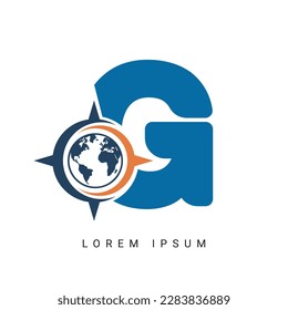 letter G with compass logo, icon, symbol, illustration design template