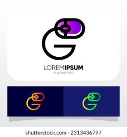 Ilustración del icono gráfico del icono del vector del logotipo del ratón del ordenador de la letra G
