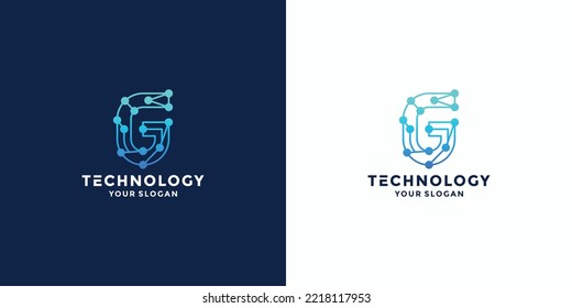 tecnología de diseño de logotipo de conexión a la letra G