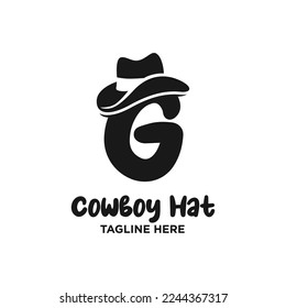 Letter G Cowboy Hat Logo Design Template Inspiration, Vector Illustration.