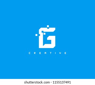 Letter G Creative Flat 3D Pixel Box Logotype
