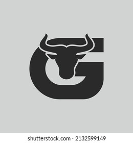 Letter G Creative Head Buffalo Bull Elegant Logo Symbol Design Illustration Vector for Company