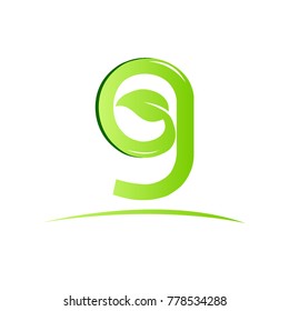 Letter G. Creative Letter G with leaf