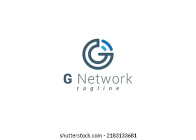 Letter G creative line art technological network logo