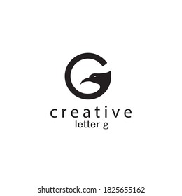 Letter G Creative Logo  Black Circle Bird Illustration Design Template Vector