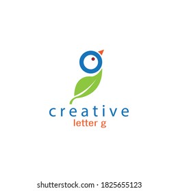 letter g creative logo  illustration  leaf and bird vector design template