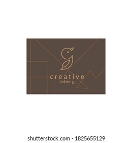 letter g creative logo  illustration  leaf and bird vector design template line brand