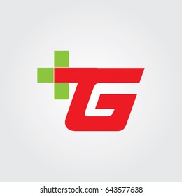 Letter g cross plus logo icon design template elements.