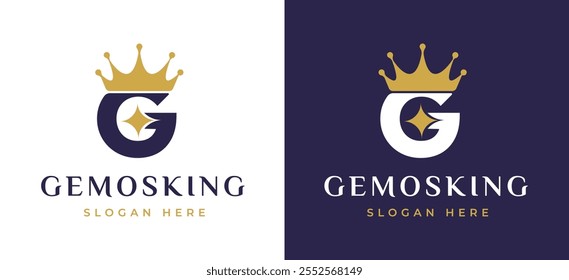 Letter G with Crown Logo Design Concept. Initial G with Monarch Symbol Elegant Monogram with Royal Symbol for Luxury and Premium Branding. G Alphabet Logo Vector Illustration