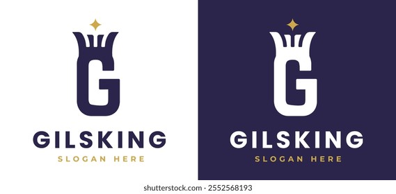 Letter G with Crown Logo Design Concept. Initial G with Monarch Symbol Elegant Monogram with Royal Symbol for Luxury and Premium Branding. G Alphabet Logo Vector Illustration