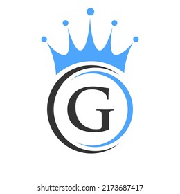 Letter G Crown Logo Template. Royal Crown Logotype Luxury Sign  for Beauty, Fashion, Star, Elegant Symbol