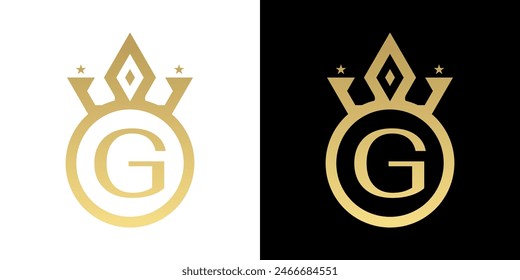 Letter G Crown Logo, Letter G Logo with crown Template for Sign Luxury Star Elegant Beauty,fashion