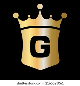 Logo-Vorlage für Buchstaben G und Schild mit luxuriösem Concept-Symbol