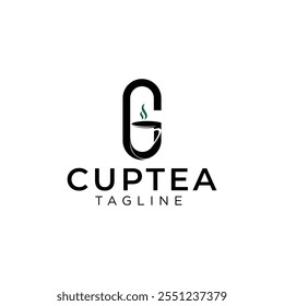 letter G with cup tea symbol logo modern simple	