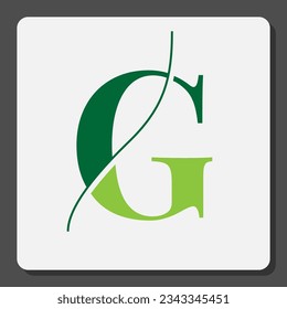 letter G with curvy sliced vector logo design