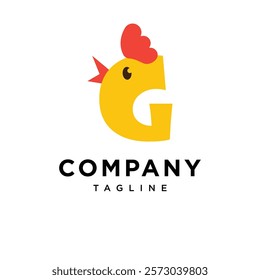 Letter G Cute Chicken Logo Icon Vector