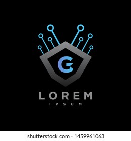 Letter G Cyber, Security technology Logo Design Vector Template