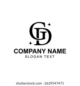 Letter g and d logo in color black white