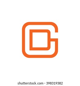 letter G and D monogram square shape logo orange