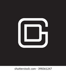 letter G and D monogram square shape logo white black background