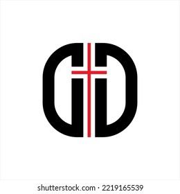 Letter G D vector logo design with a cross.