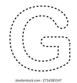Letra G tracejada linha contorno vetor ilustração versão preto