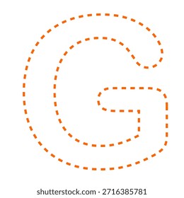 Letra G traçada linha contorno vetor ilustração versão oranye
