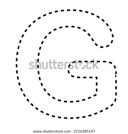 Letter G dashed line outline vector illustration version black