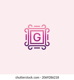 Letter G with Decorative Square Border Logo Template