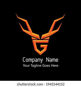 Letter G in the deer antlers shape with embossed effect. The initial logo for business brand identity