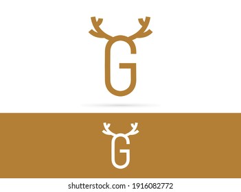 Letter G deer logo design. Vector combination of animals and letter