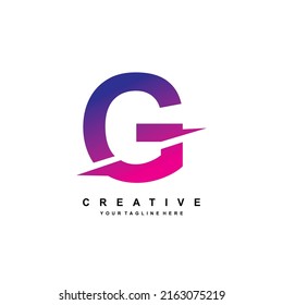 The letter G design is a blue pink combination with a luxurious and elegant style. business logo, company logo, product label. vector letter G