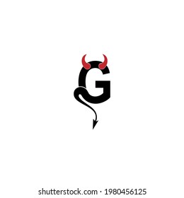 Letter G with devil's horns and tail icon logo design vector template