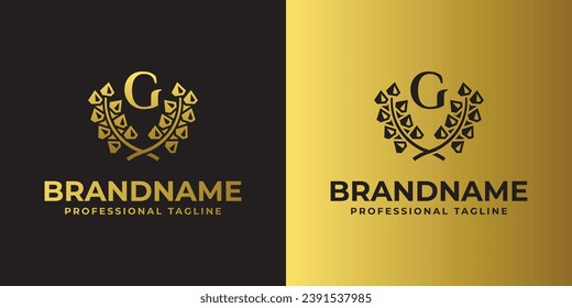 Letra G Logotipo de Laurel de Diamante, adecuado para negocios relacionados con Diamante y Laurel con G inicial