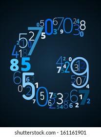 Letter G,  from different numbers typography vector font