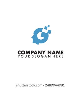 Letter G with digital Brain Vector Logo Design 